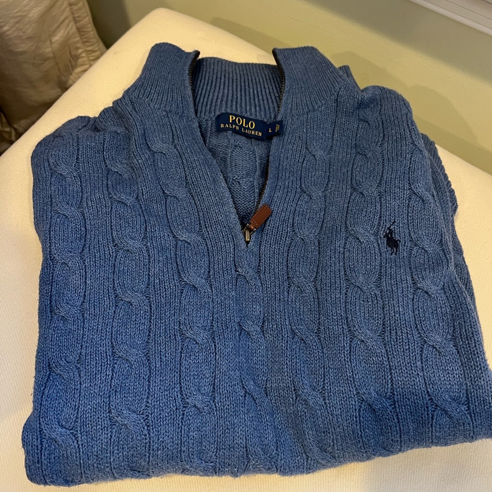 Polo by Ralph Lauren Men's Blue Zip-Up Sweater